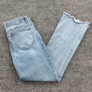 Democracy Ab Solution Y2K Flare Jeans Women 12 Blue Raw Hem Boho Stretch Denim